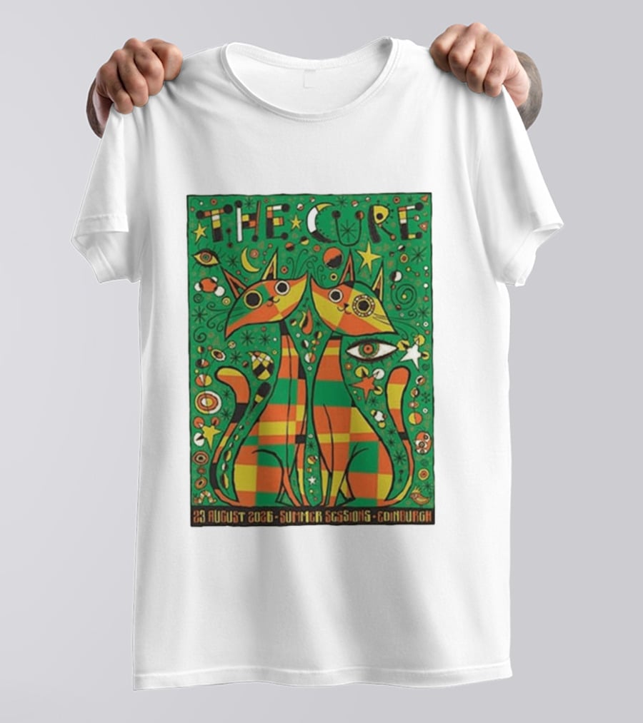 The Cure Summer Sessions Edinburgh August 2026 Two Cats Psychedelic T-Shirt