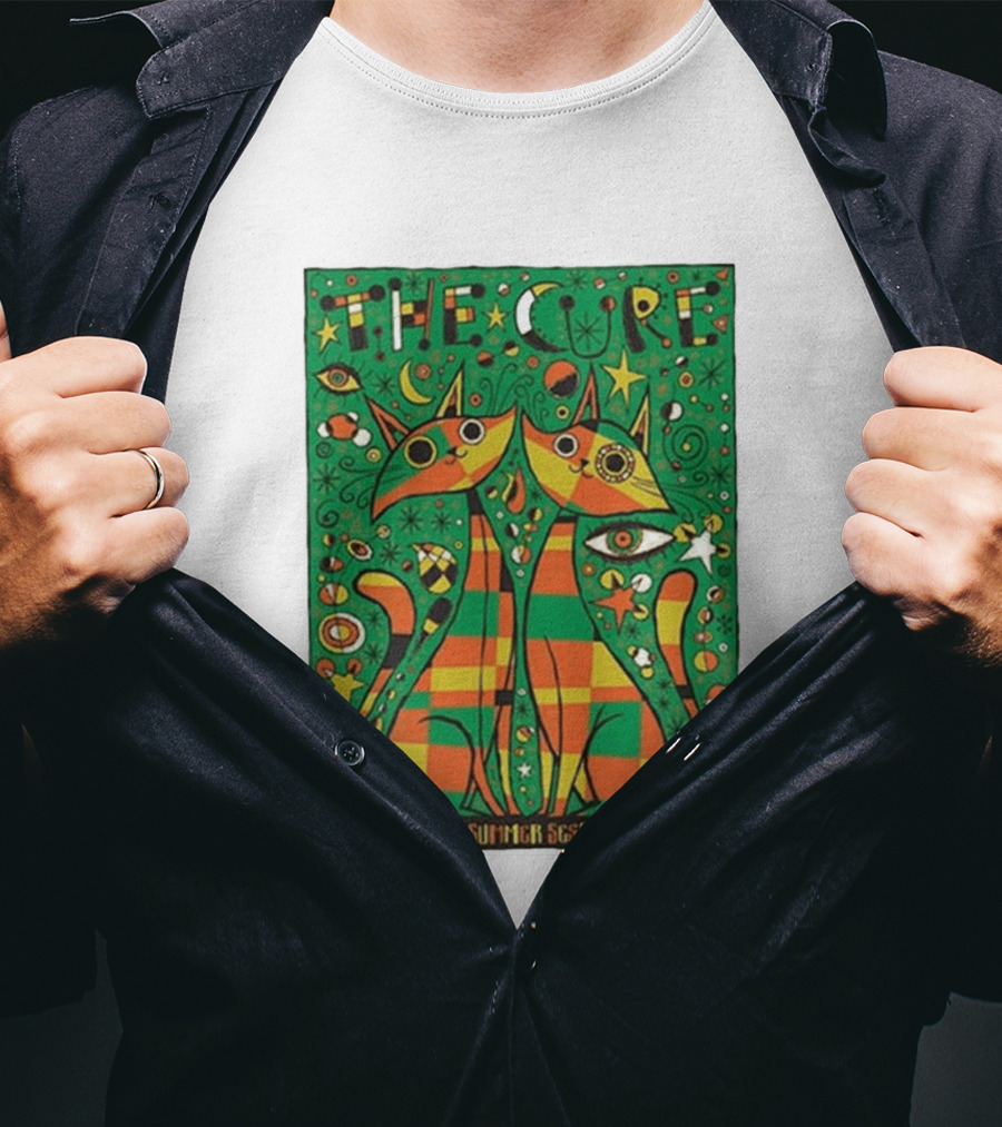 The Cure Summer Sessions Edinburgh August 2026 Two Cats Psychedelic T-Shirt