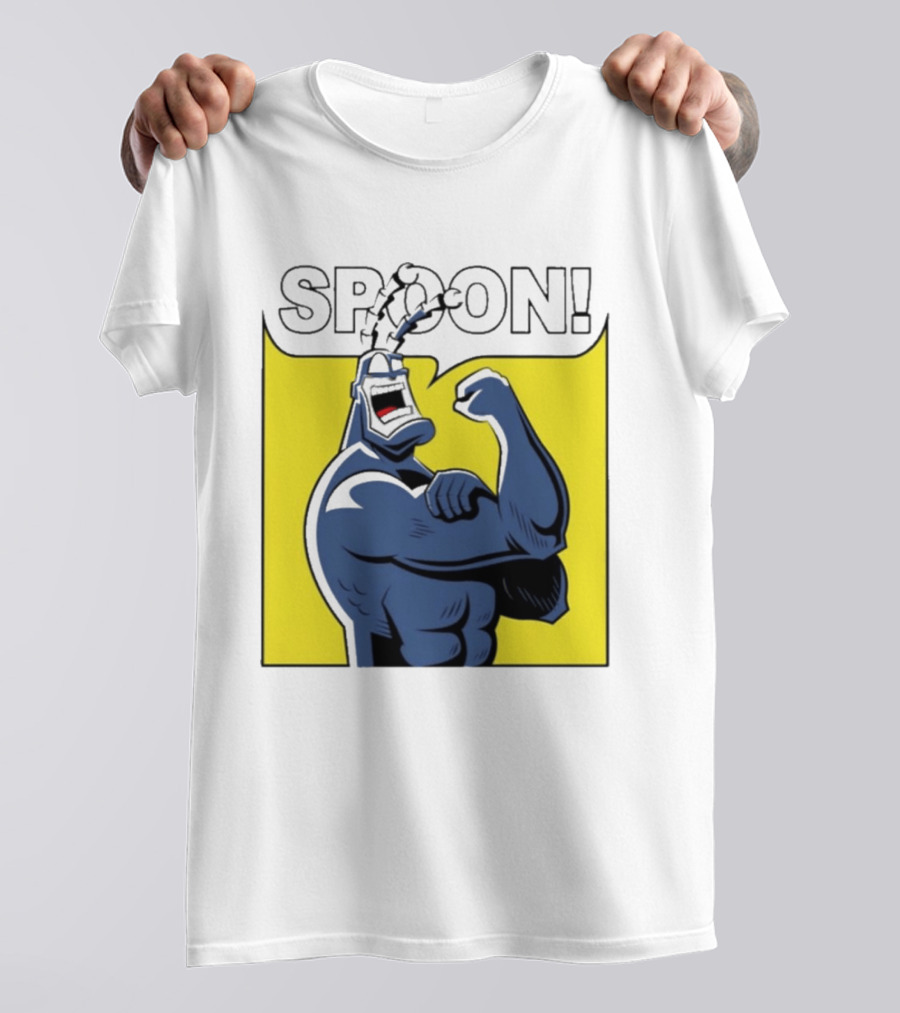 Spoon Mighty Hero Cartoon Catchphrase T-Shirt