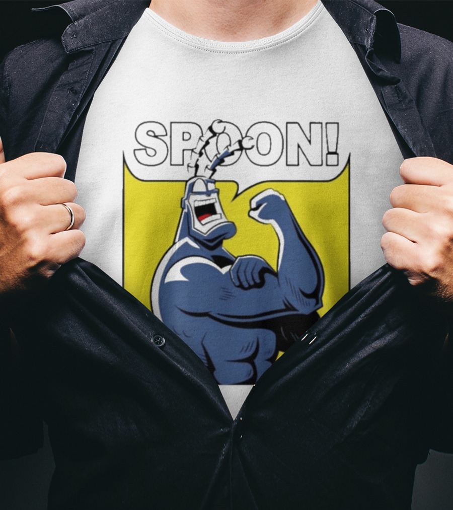 Spoon Mighty Hero Cartoon Catchphrase T-Shirt