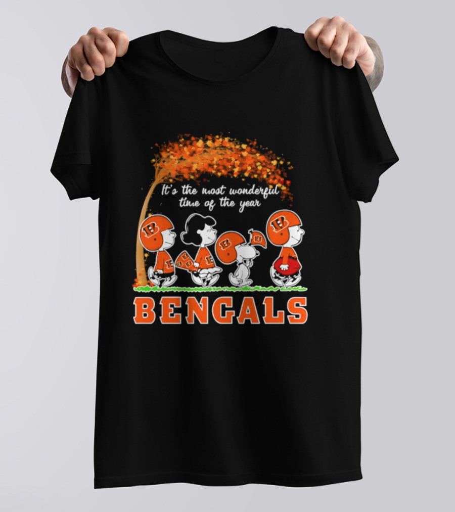 Cincinnati Bengals Peanuts It's The Most Wonderful Time Of The Year Halloween 2026 T-Shirt