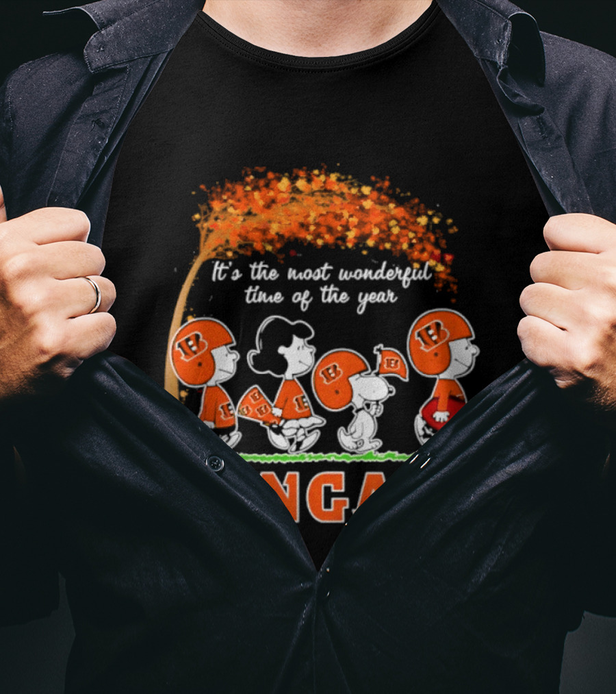 Cincinnati Bengals Peanuts It's The Most Wonderful Time Of The Year Halloween 2026 T-Shirt
