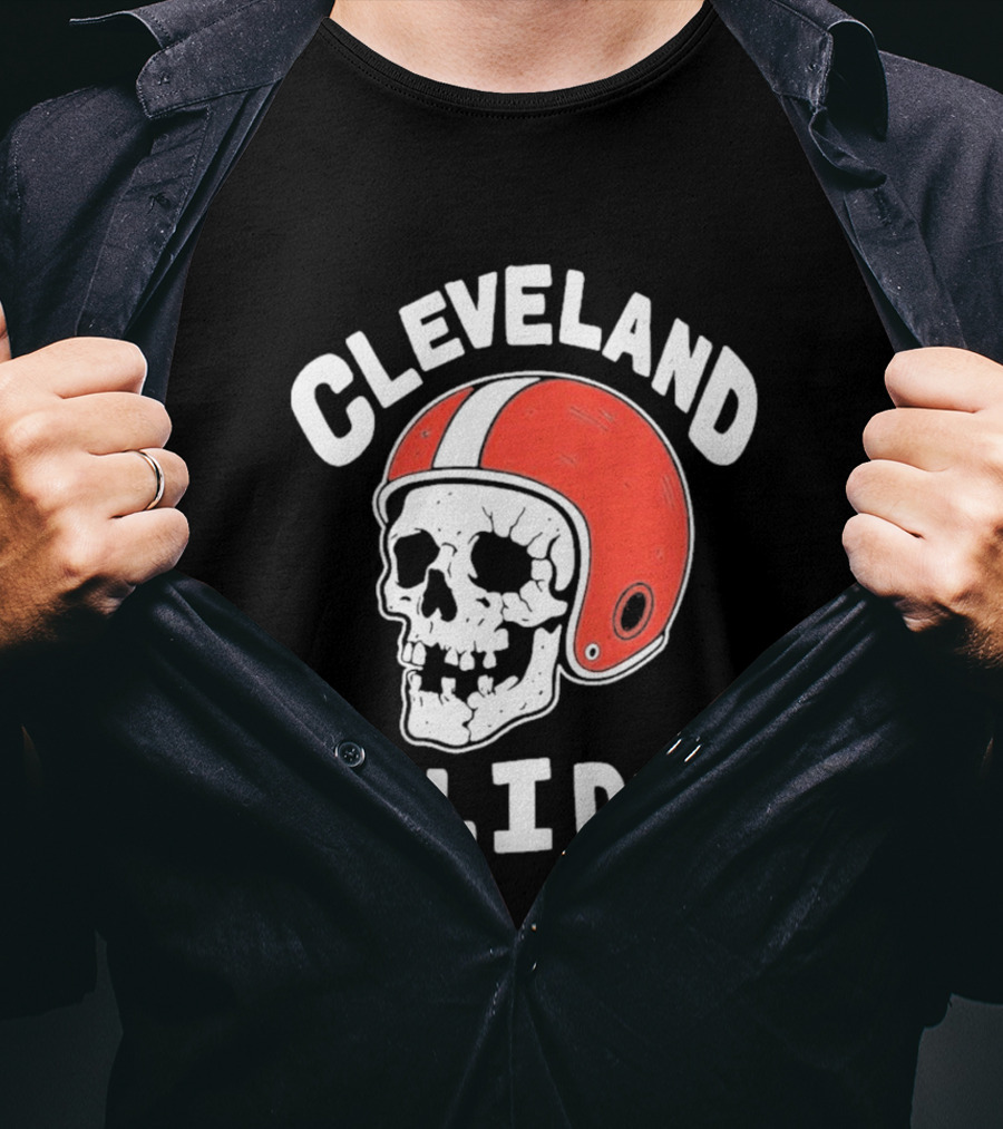 Cleveland 'Til I Die Skull Red Football Helmet T-Shirt