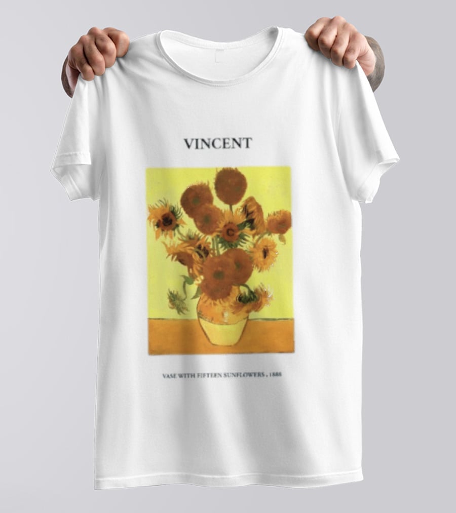 Vincent Van Gogh Sunflowers Vase Painting Vincent Written On It T-Shirt