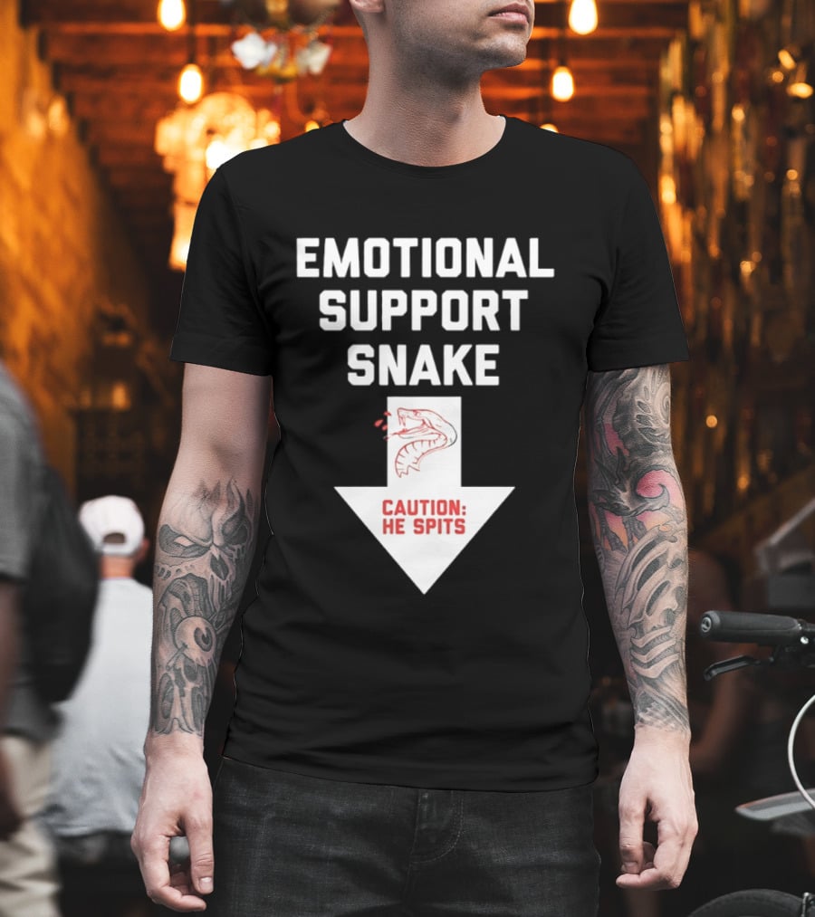 Emotional Support Snake Caution He Spits Warning Arrow T-Shirt