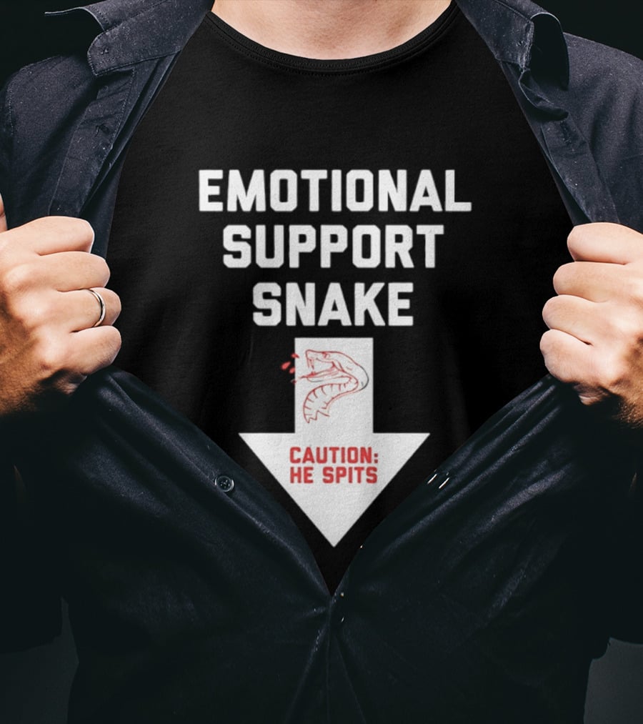 Emotional Support Snake Caution He Spits Warning Arrow T-Shirt