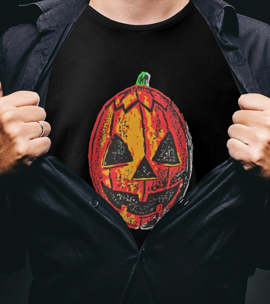 Halloween Trio Pumpkin Jack O' Lantern Black And Orange T-Shirt