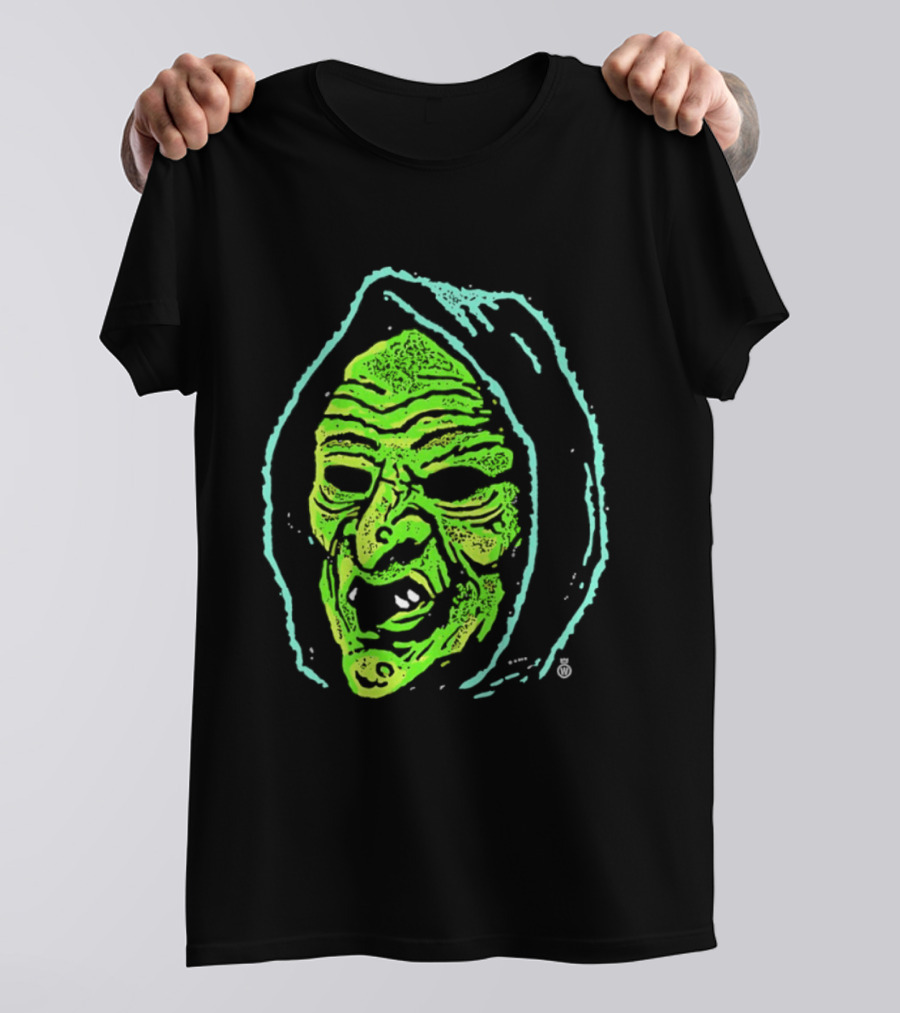 Halloween Witch Green Face Spooky Horror Costume T-Shirt