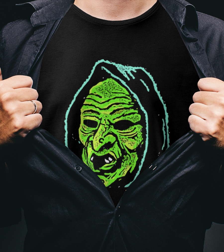 Halloween Witch Green Face Spooky Horror Costume T-Shirt