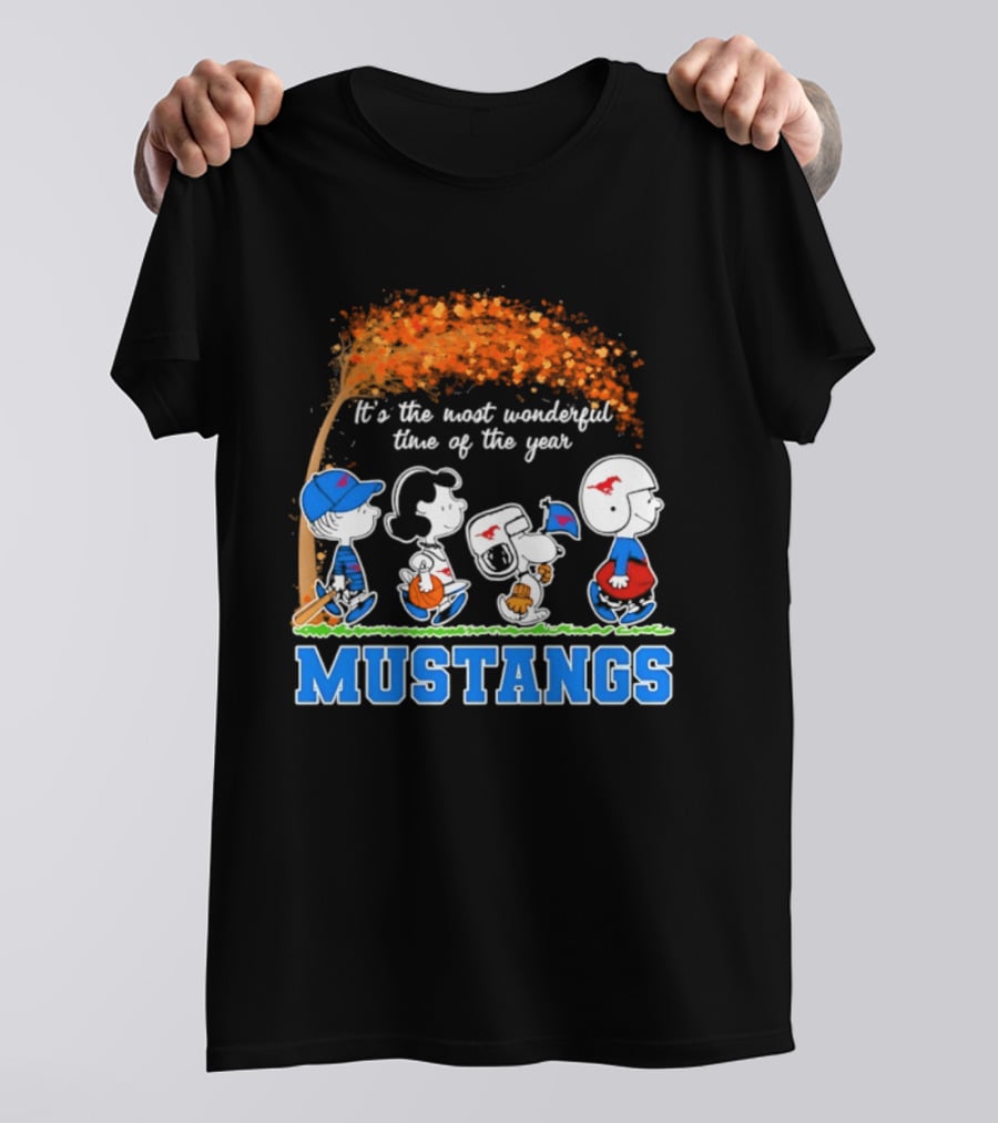 SMU Mustangs Peanuts Most Wonderful Time Of The Year Fall Halloween 2026 T-Shirt