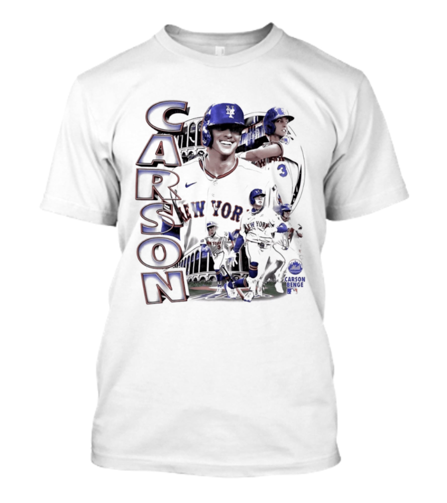 Carson Benge New York Mets MLB Baseball Collage T-Shirt