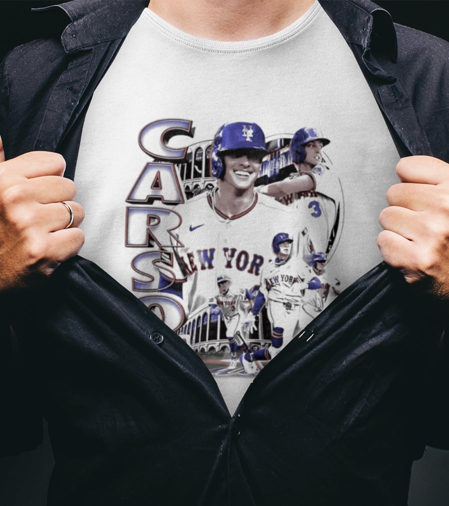 Carson Benge New York Mets MLB Baseball Collage T-Shirt