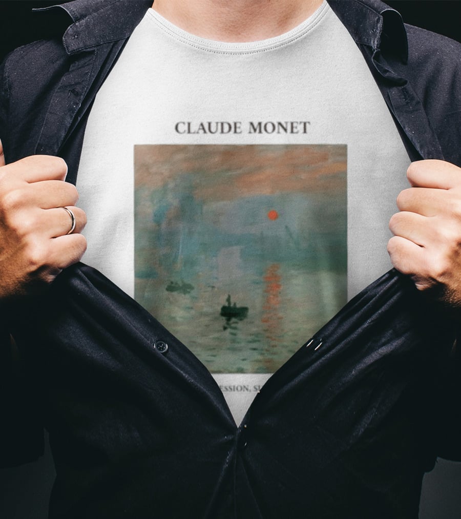 Claude Monet Impression Sunrise Oil Painting T-Shirt