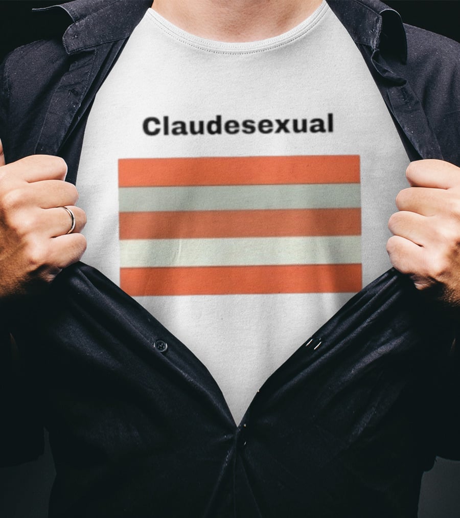 Claudesexual Pride Flag LGBTQ Identity Orange And Gray Stripes T-Shirt