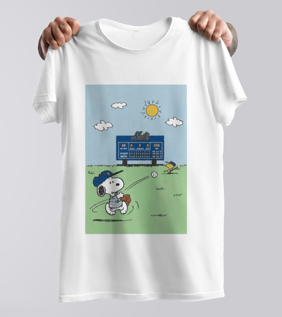 NY Mets Peanuts Snoopy Baseball Game Day T-Shirt
