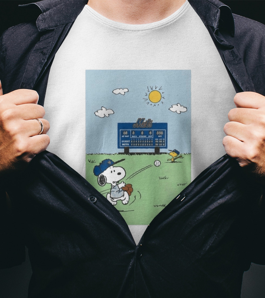 NY Mets Peanuts Snoopy Baseball Game Day T-Shirt