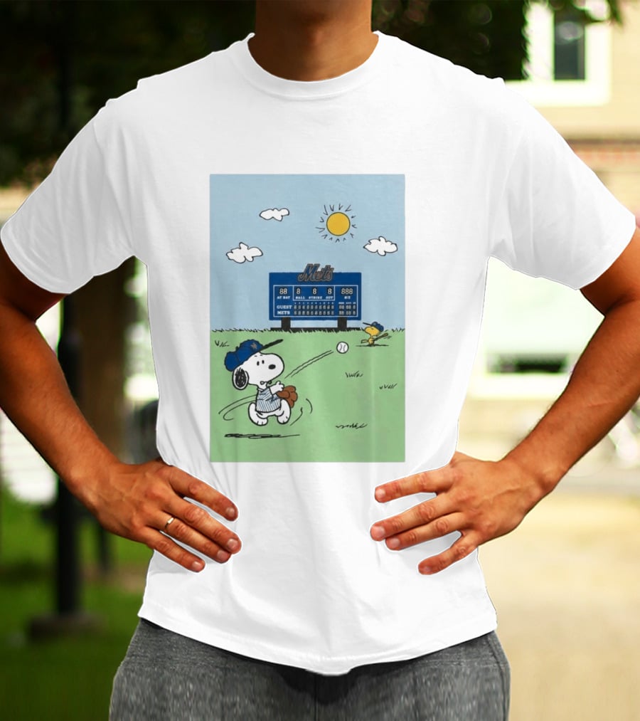 NY Mets Peanuts Snoopy Baseball Game Day T-Shirt