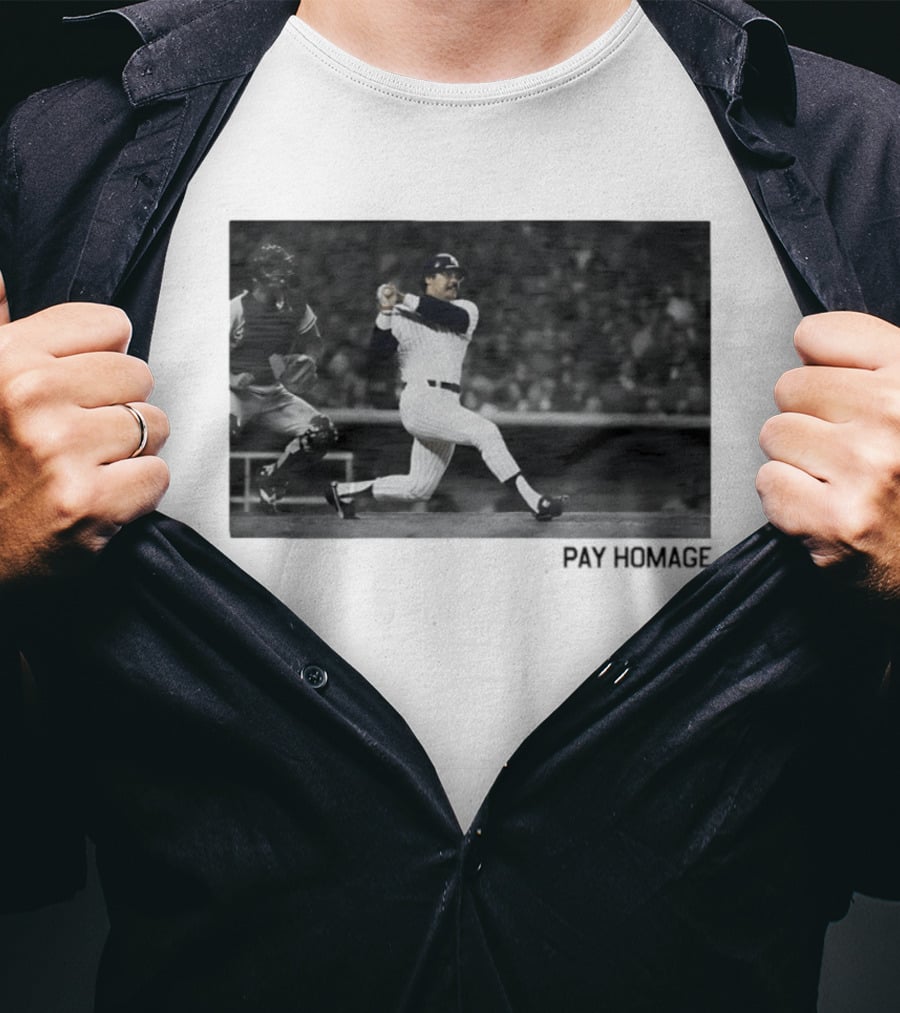 Reggie Jackson New York Yankees Baseball Pay Homage Iconic Swing Moment T-Shirt