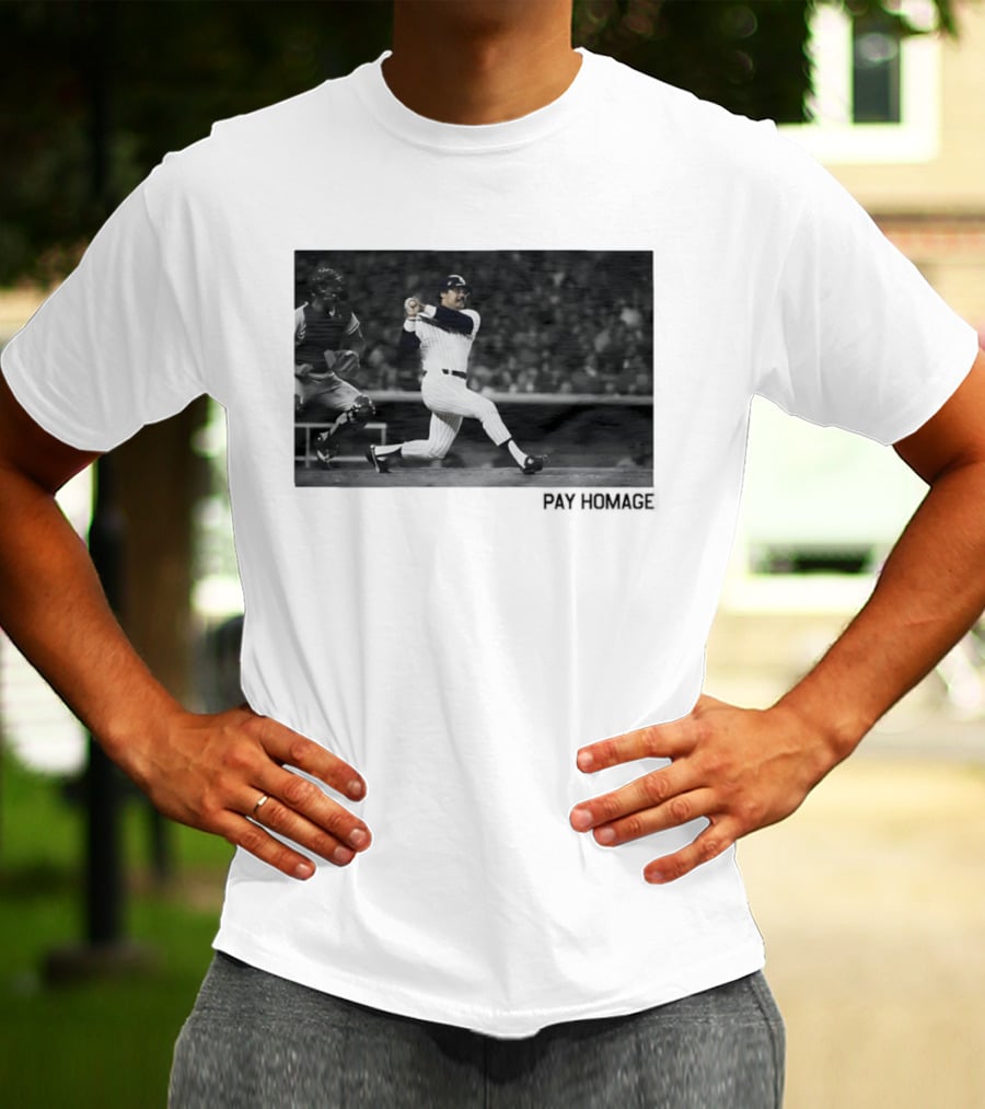 Reggie Jackson New York Yankees Baseball Pay Homage Iconic Swing Moment T-Shirt