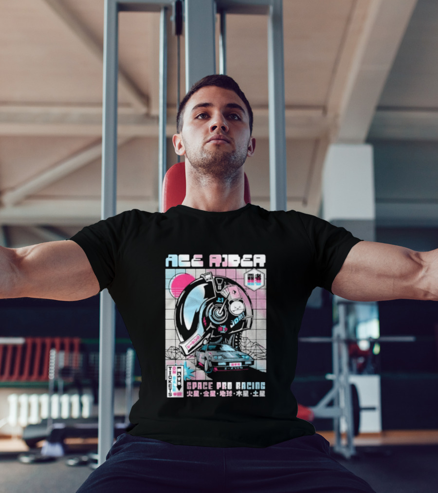 Ace Rider Space Pro Racing Cyberpunk Aesthetic Neon Retro Car T-Shirt