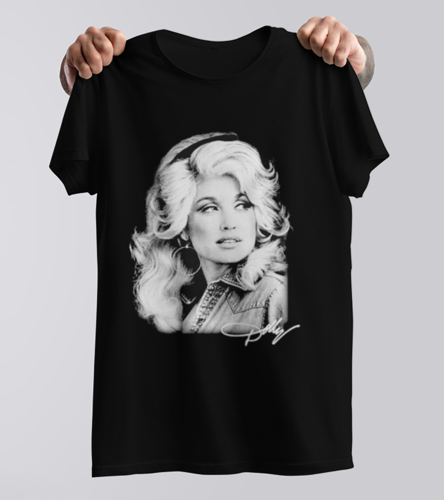 Dolly Parton Dolly Forever Legend Vintage Black And White Denim T-Shirt