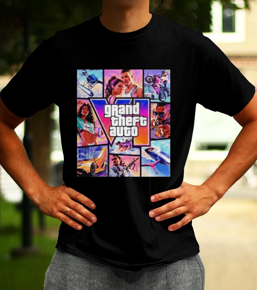 Grand Theft Auto VI Vice City Stories Helicopter Motorbike Rockstar Games T-Shirt