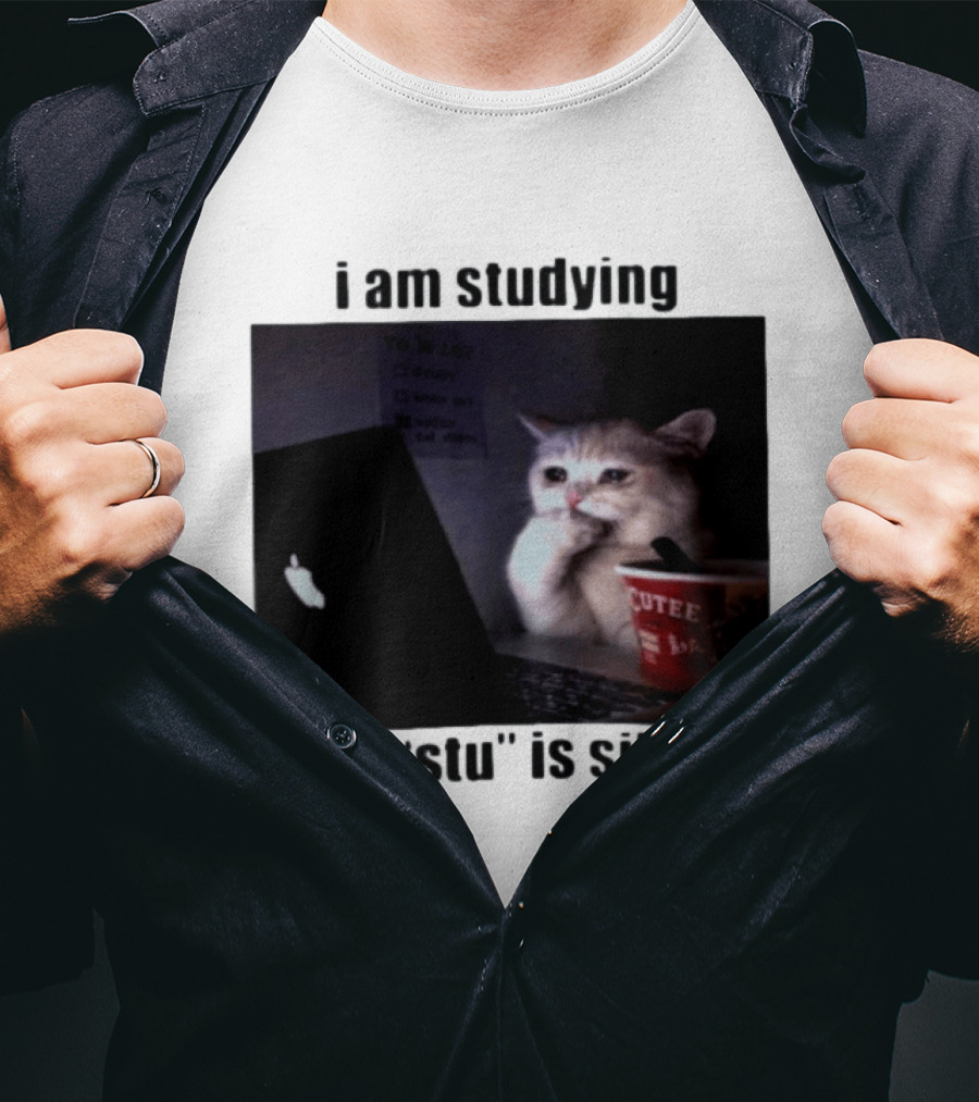 I Am Studying But "stu" Is Silent Sad Cat Meme Laptop Cup T-Shirt
