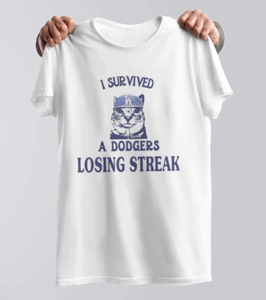 I Survived A Dodgers Losing Streak Funny Bulldog Dodgers Baseball Fan T-Shirt