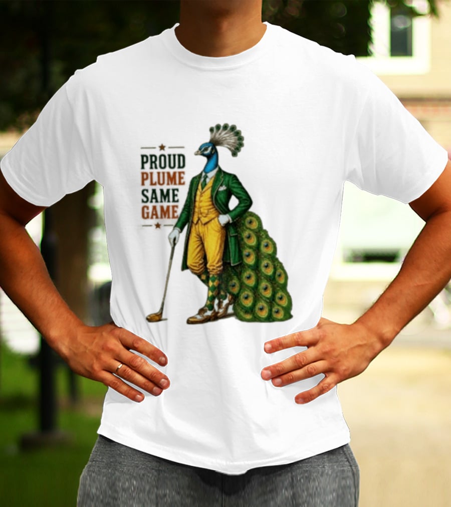 Proud Plume Same Game Peacock Golf Club Cartoon T-Shirt
