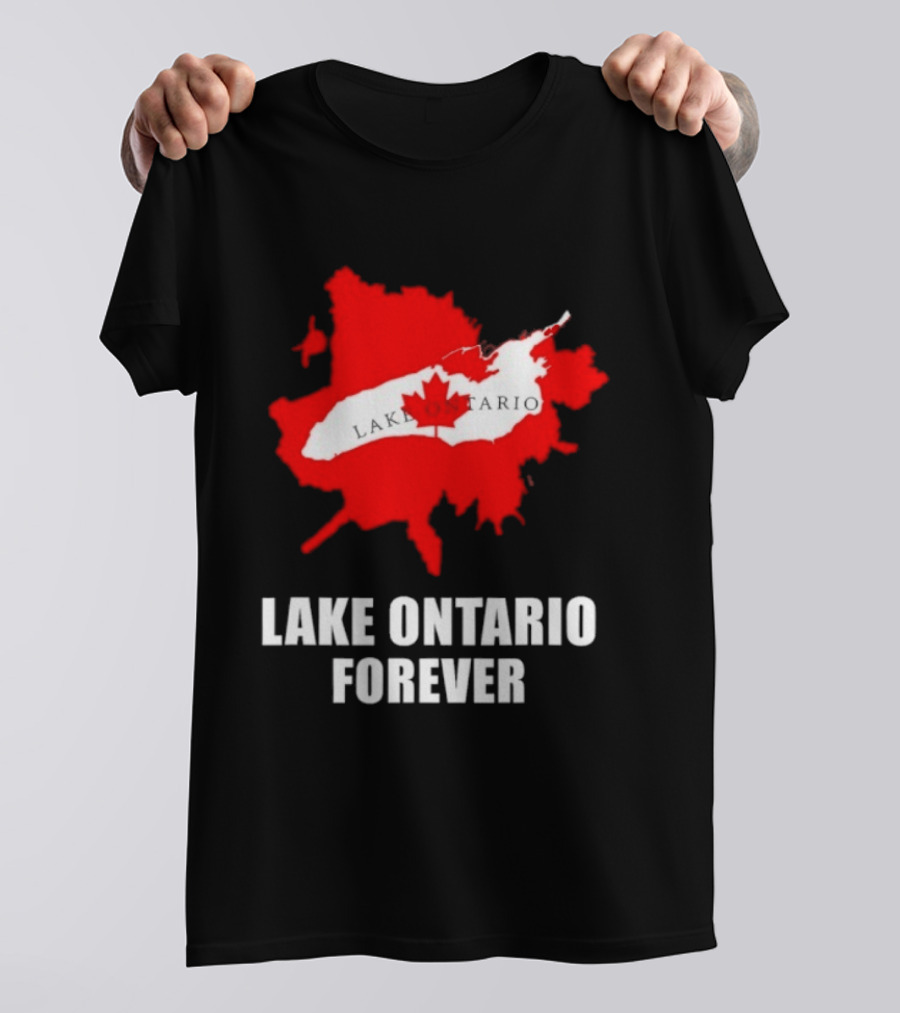 Lake Ontario Forever Canada Map Red Leaf T-Shirt