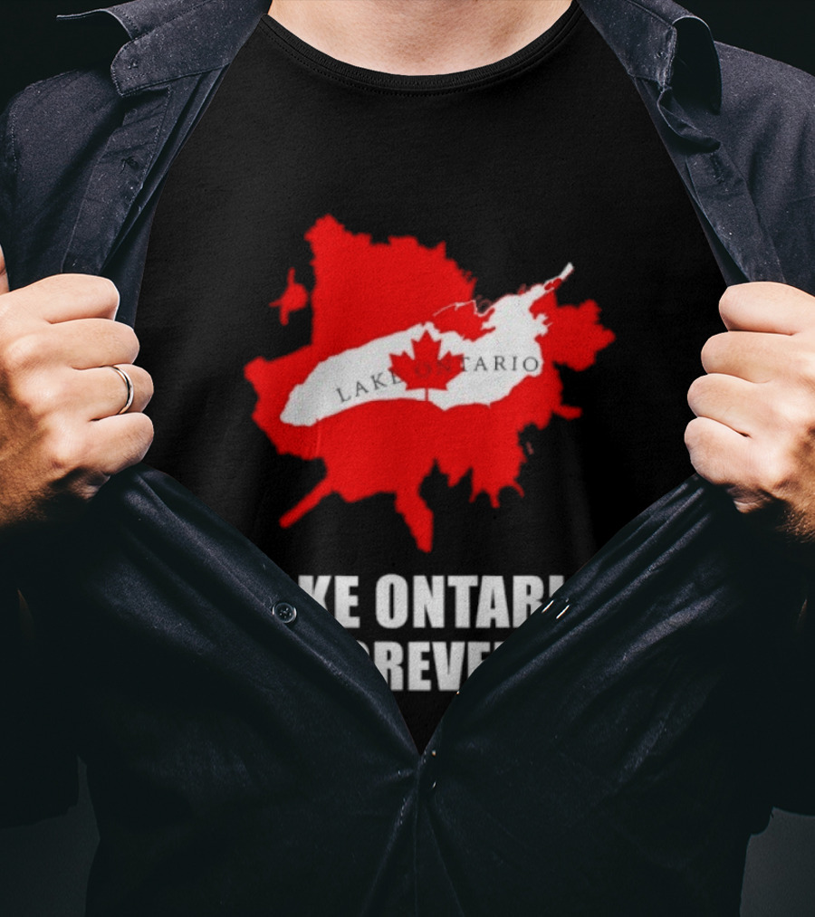 Lake Ontario Forever Canada Map Red Leaf T-Shirt