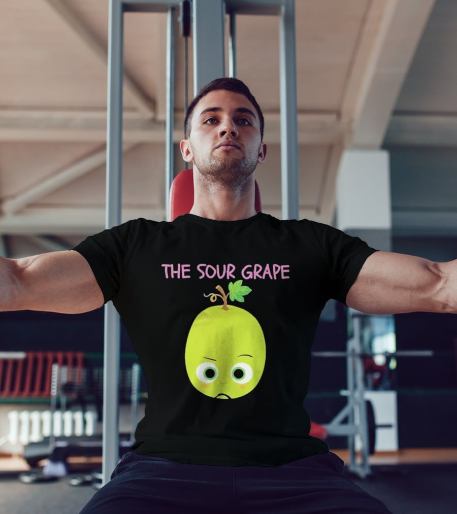 The Sour Grape Cute Green Fruit Character With Leaf And Stem Expression T-Shirt