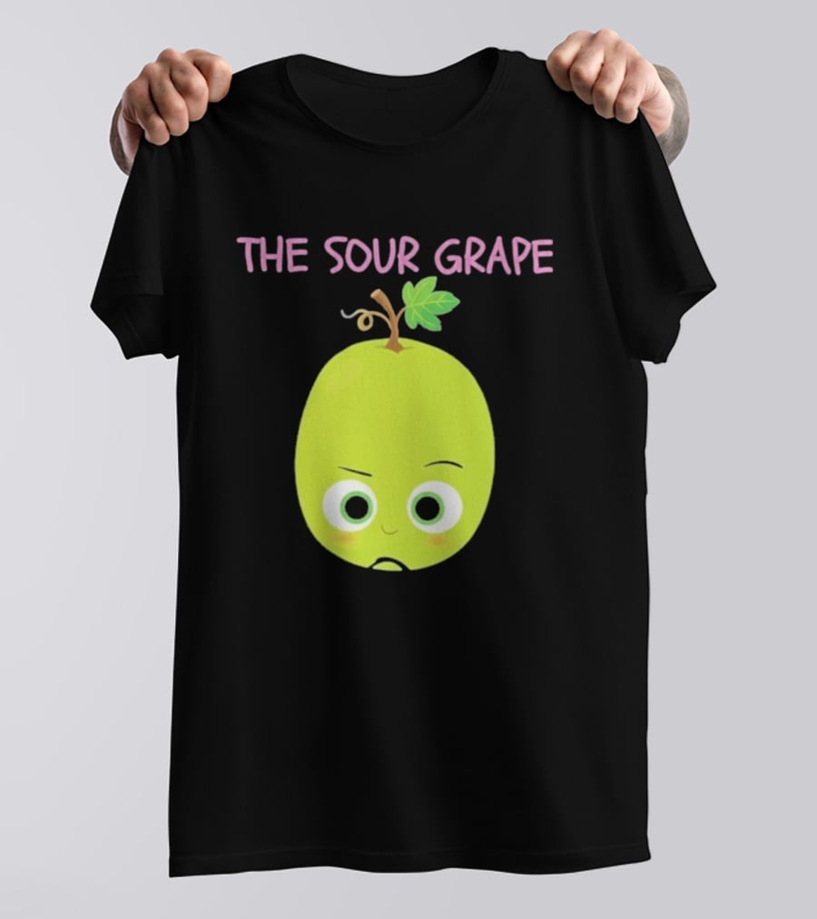 The Sour Grape Cute Green Fruit Character With Leaf And Stem Expression T-Shirt