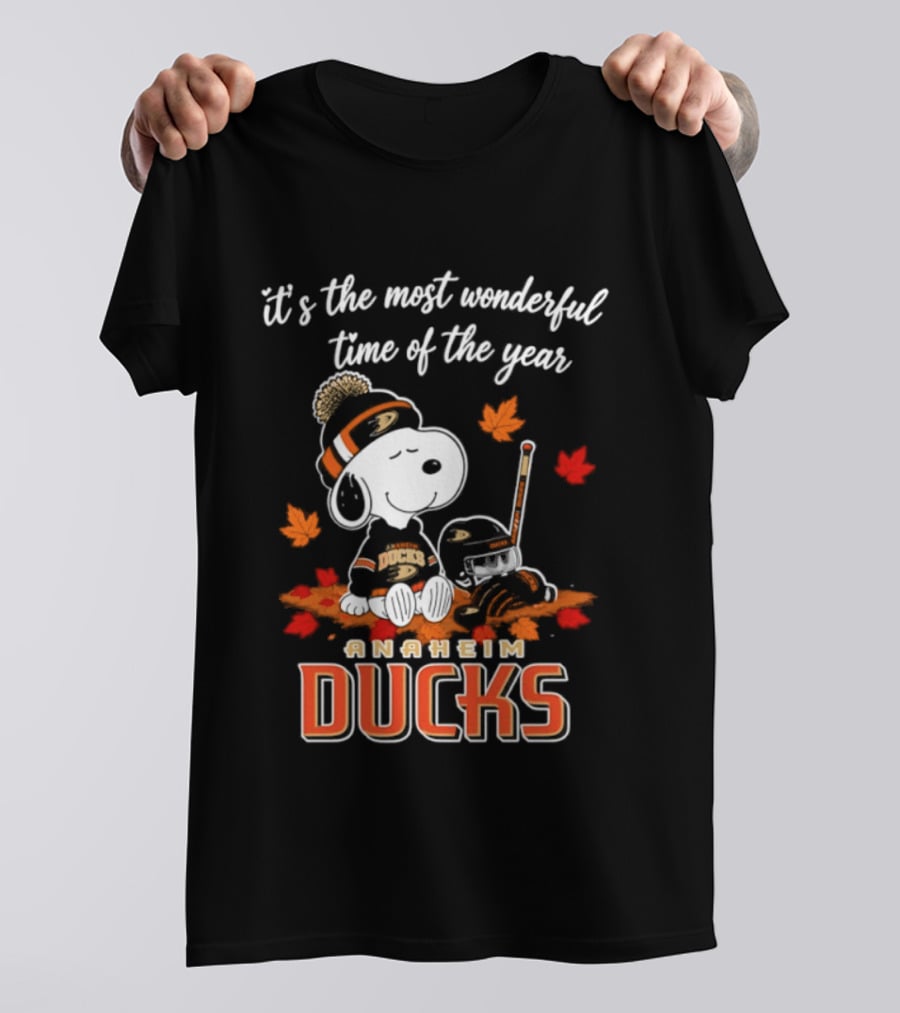 Anaheim Ducks Snoopy Halloween It's The Most Wonderful Time Of The Year 2026 T-Shirt