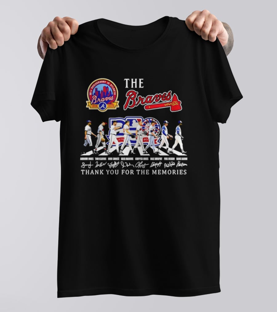 The Braves 150th Anniversary Atlanta 1876 2026 MLB 250th United States 1776 2026 Thank You For The Memories Signatures T-Shirt
