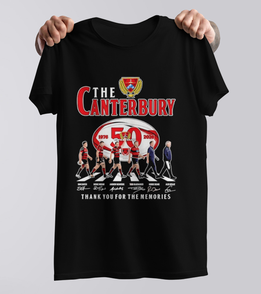 The Canterbury Rugby 50 Years 1976 2026 Thank You For The Memories Signatures T-Shirt