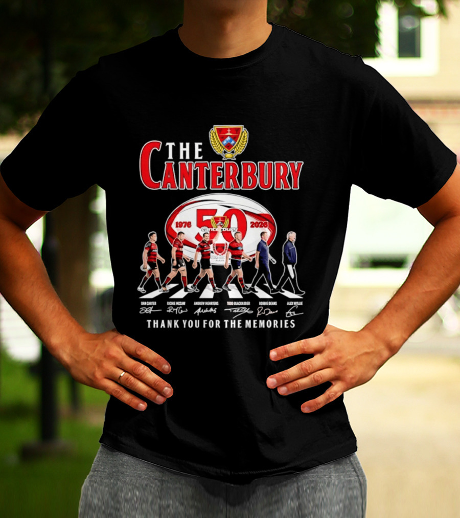 The Canterbury Rugby 50 Years 1976 2026 Thank You For The Memories Signatures T-Shirt
