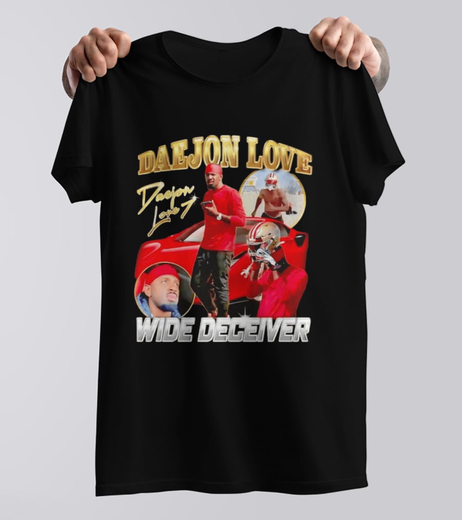 Daejon Love Wide Deceiver Football Tribute Red Car T-Shirt