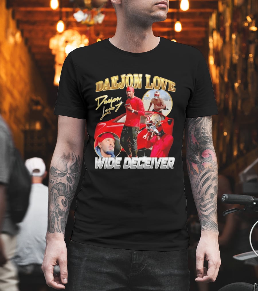 Daejon Love Wide Deceiver Football Tribute Red Car T-Shirt