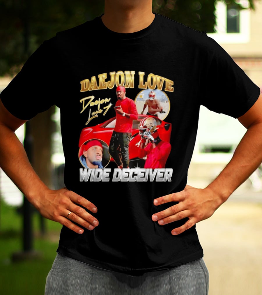 Daejon Love Wide Deceiver Football Tribute Red Car T-Shirt