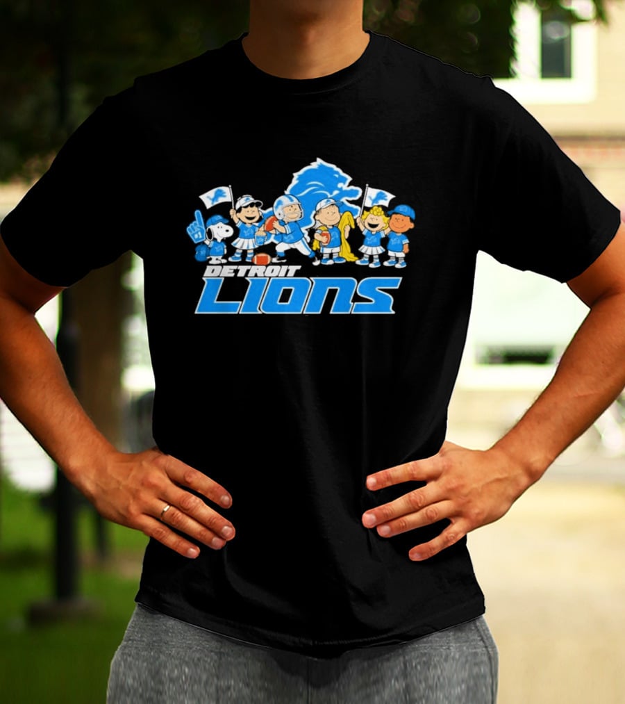 Detroit Lions Peanuts Characters Let's Go Team T-Shirt