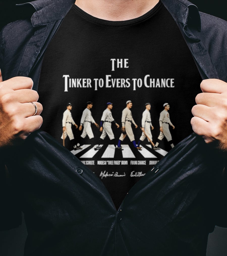 Chicago Cubs Tinker Evers Chance Abbey Road Baseball Legends Signatures T-Shirt