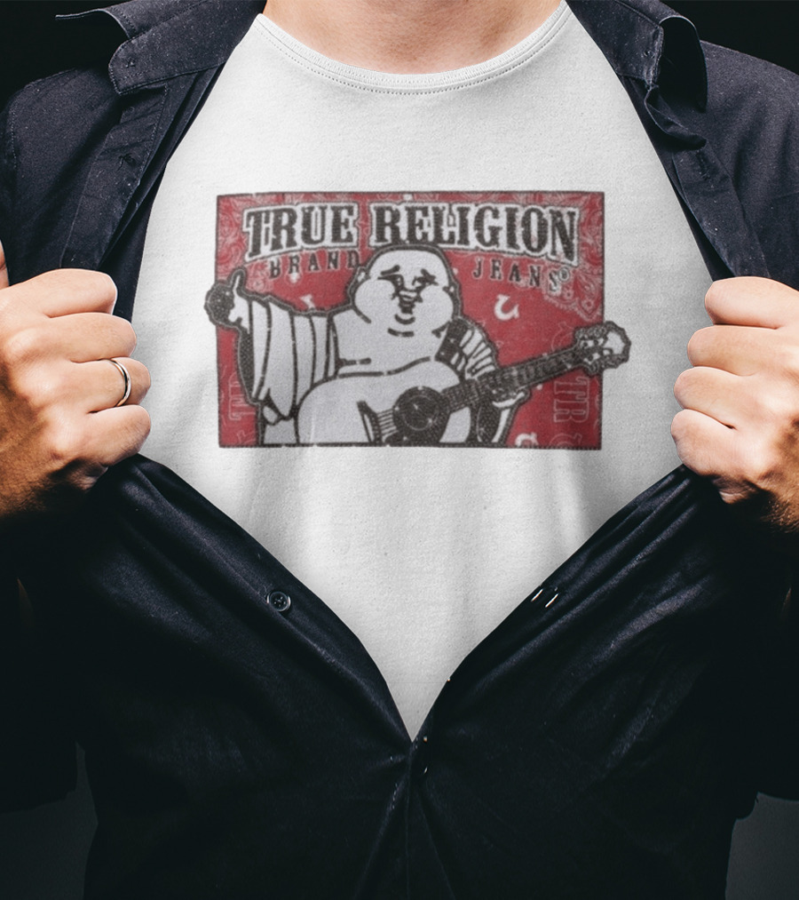 True Religion Brand Jeans Crystal Buddha Bandana T-Shirt