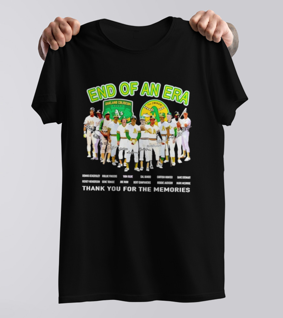 Oakland Athletics End Of An Era Oakland Coliseum A's Logo Thank You For The Memories T-Shirt
