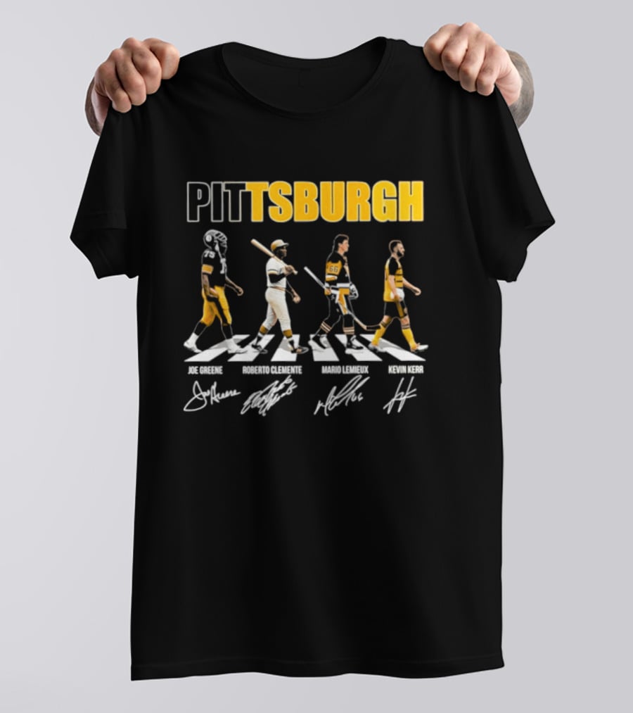 Pittsburgh Steelers Pirates Penguins Crossing Signatures T-Shirt