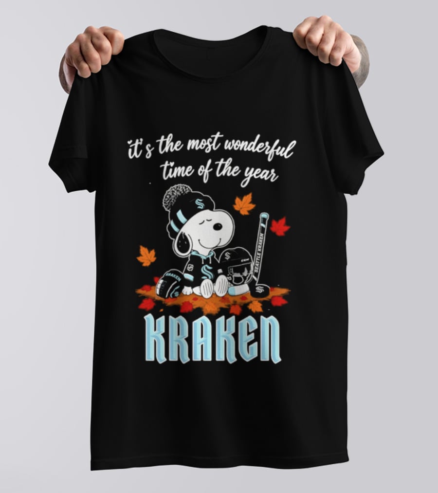 Seattle Kraken Snoopy Hockey Halloween 2026 It's The Most Wonderful Time Of The Year T-Shirt