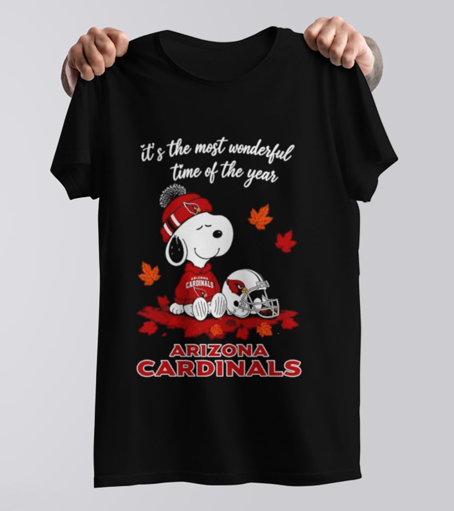 Arizona Cardinals Snoopy Fall Halloween It's The Most Wonderful Time Of The Year 2026 T-Shirt
