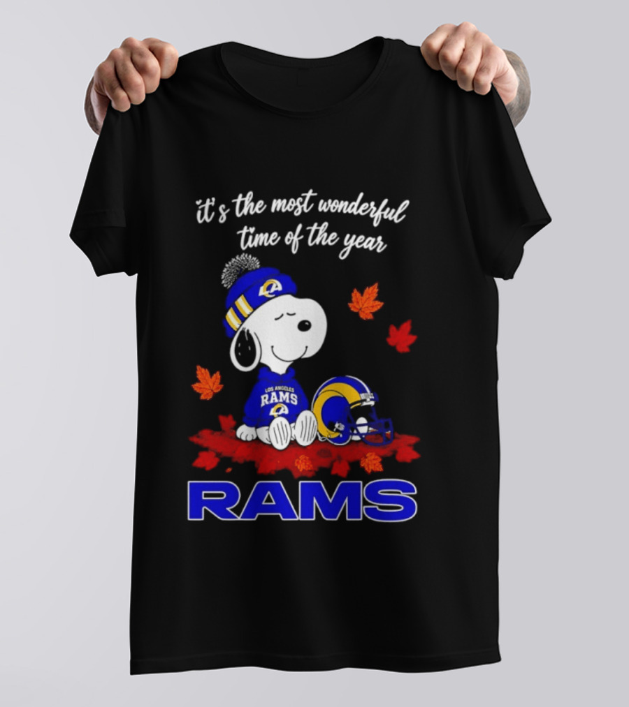 Los Angeles Rams Snoopy Fall Halloween It's The Most Wonderful Time Of The Year 2026 T-Shirt