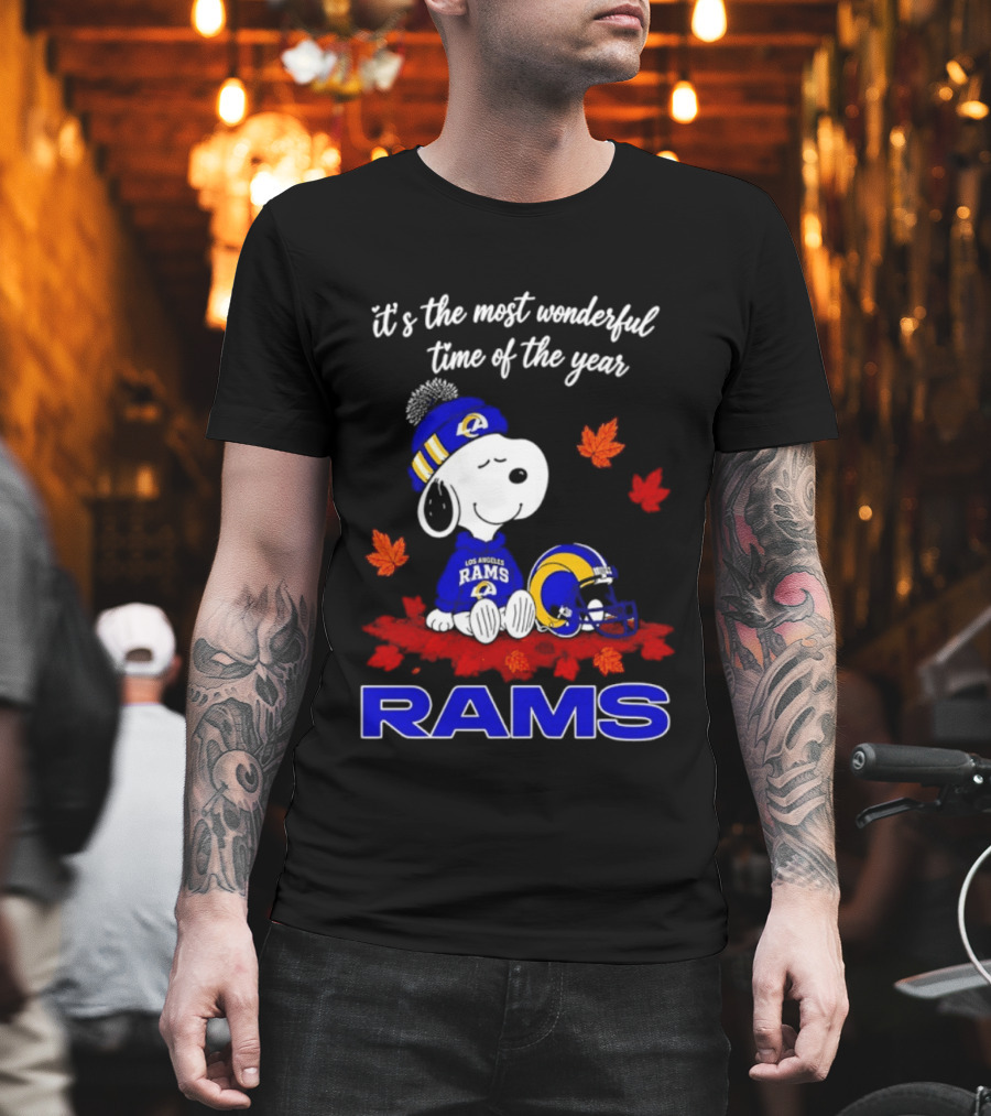 Los Angeles Rams Snoopy Fall Halloween It's The Most Wonderful Time Of The Year 2026 T-Shirt