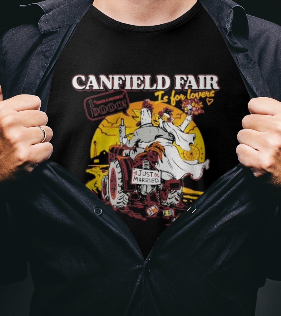 Canfield Fair Just Married Romance Tractor Boom Sunset T-Shirt
